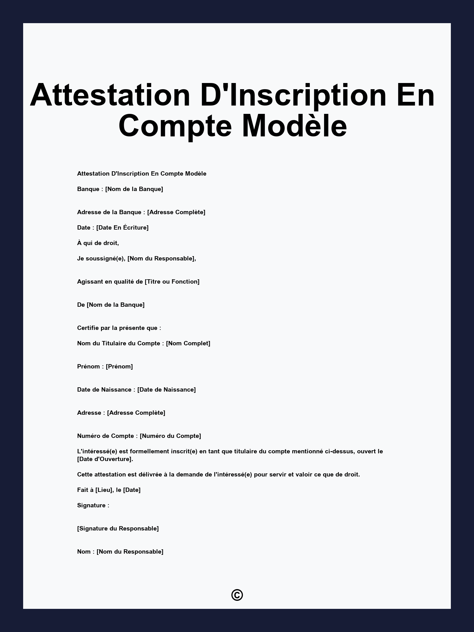 Attestation D'Inscription En Compte Modèle