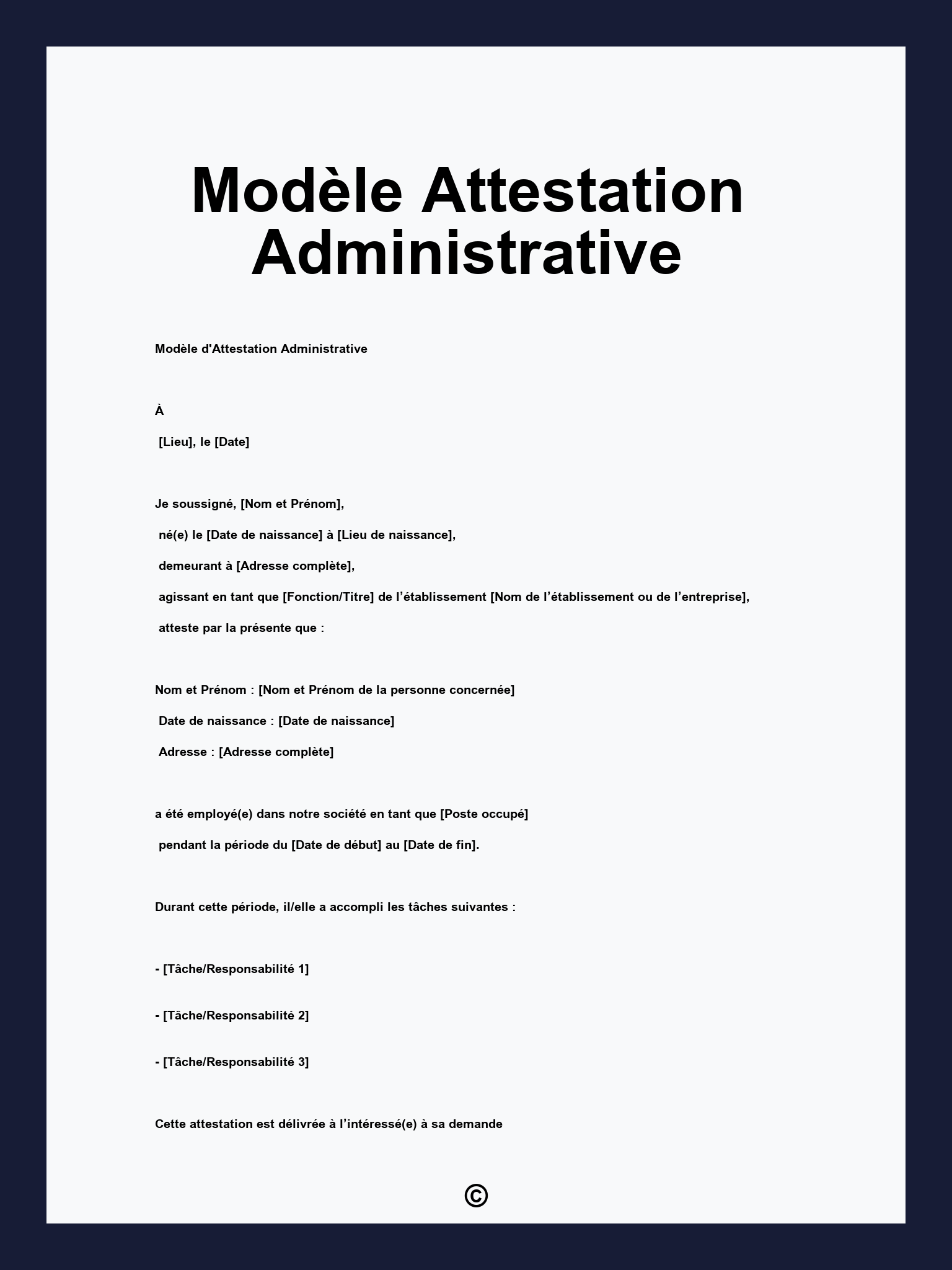 Modèle Attestation Administrative