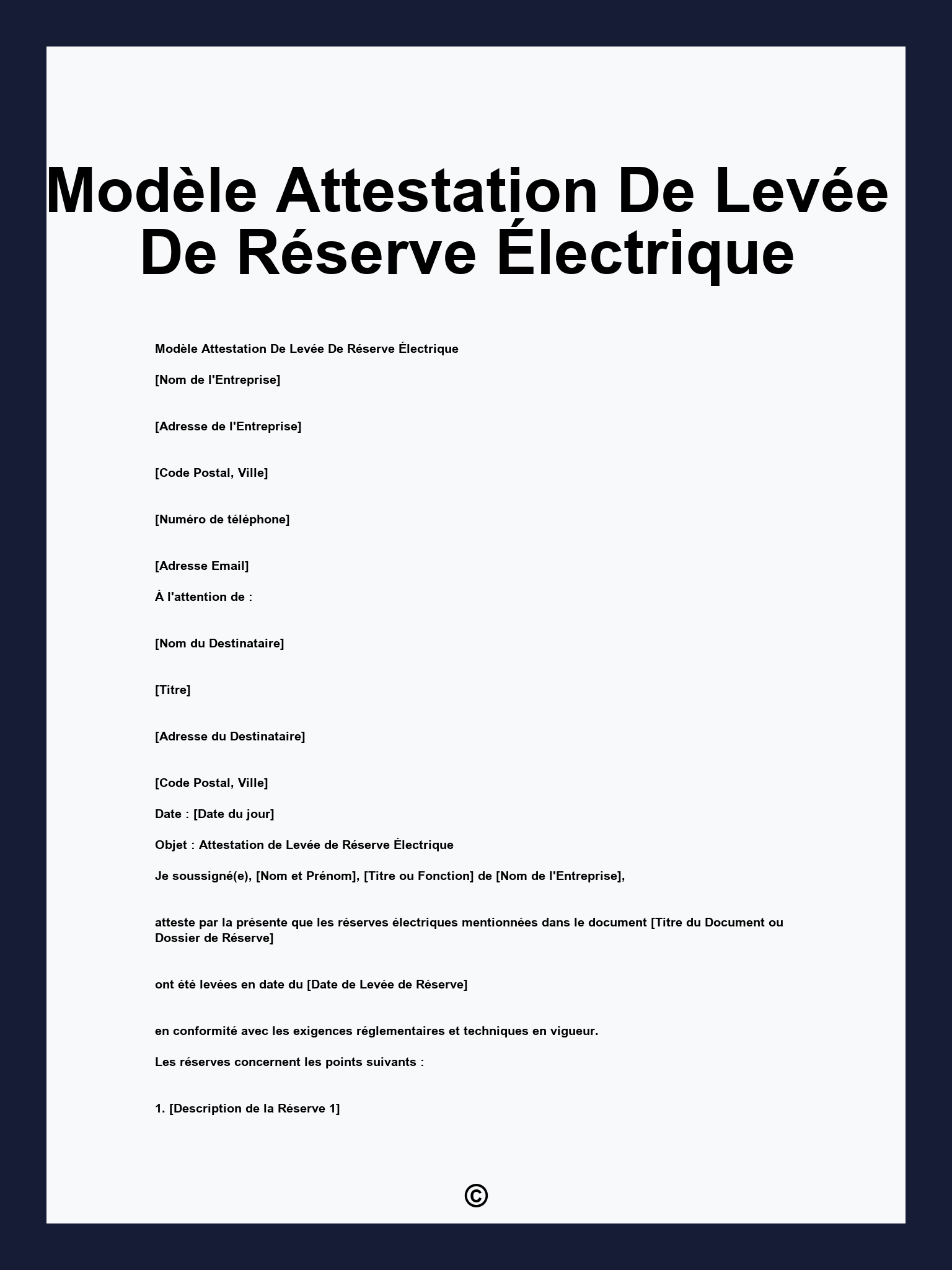 Modèle Attestation De Levée De Réserve Électrique