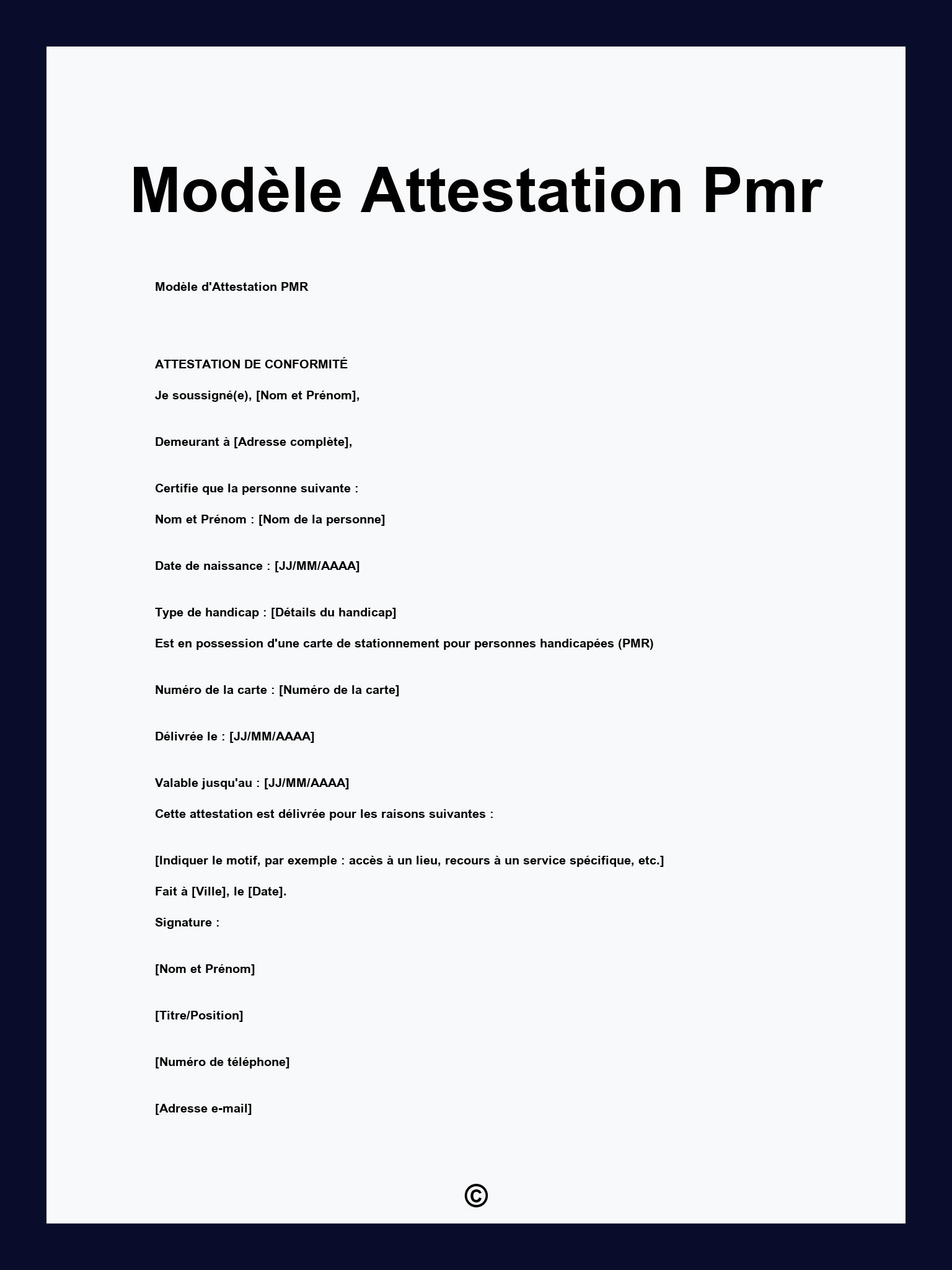 Modèle Attestation Pmr