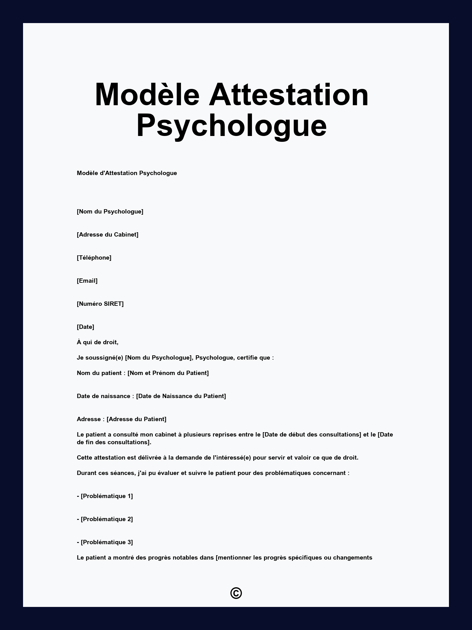 Modèle Attestation Psychologue