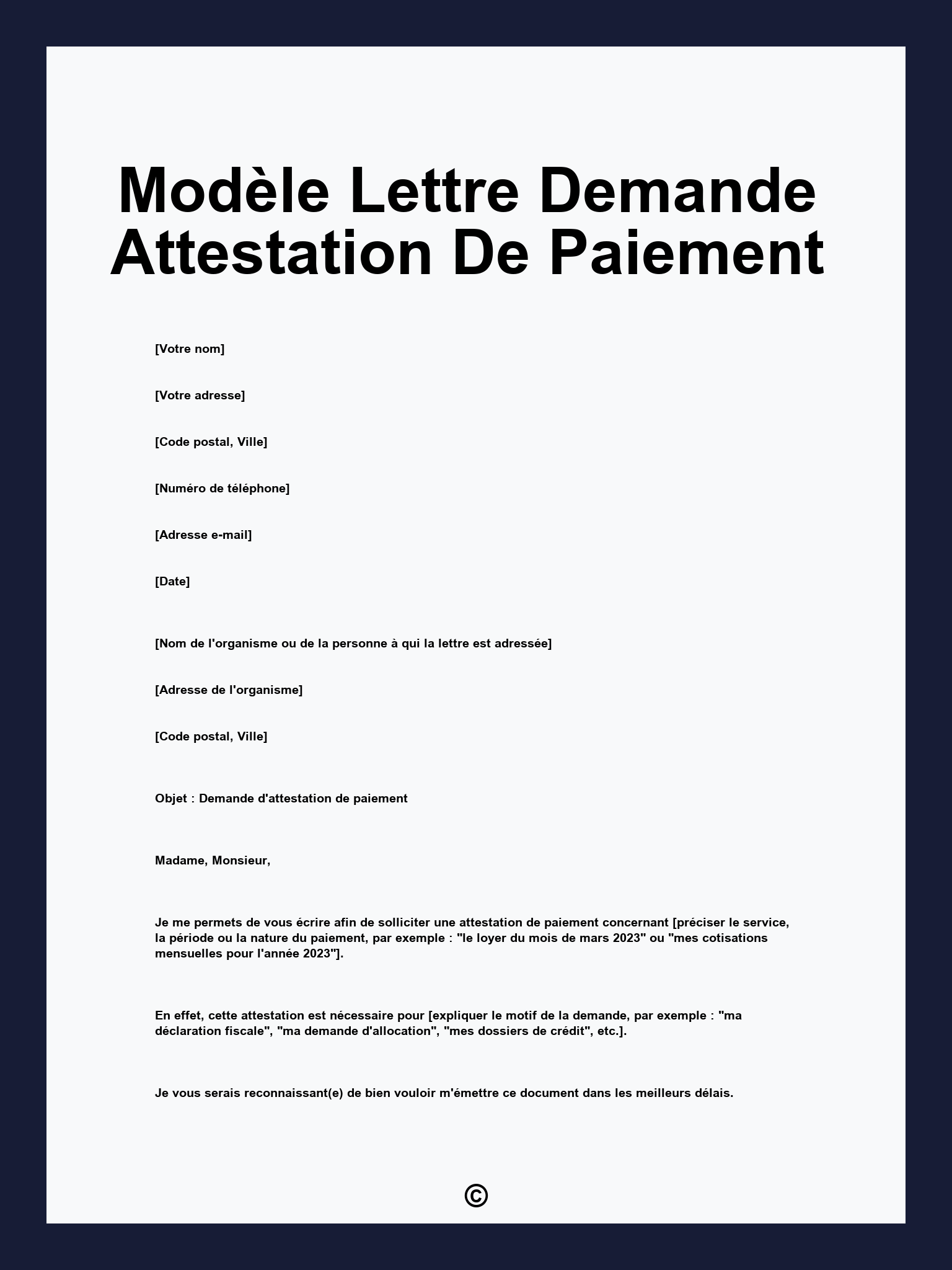 Modèle Lettre Demande Attestation De Paiement